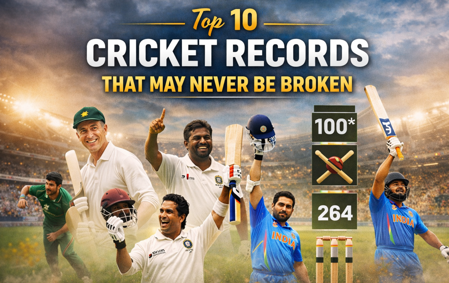 Legendary cricket players and iconic moments representing the top 10 cricket records that may never be broken